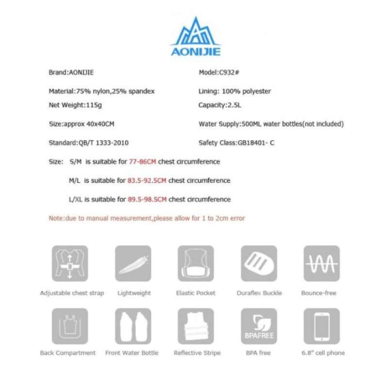 Jual Hydration Backpack Vest C932 2 5l Trail Running Online Januari 2021 Blibli
