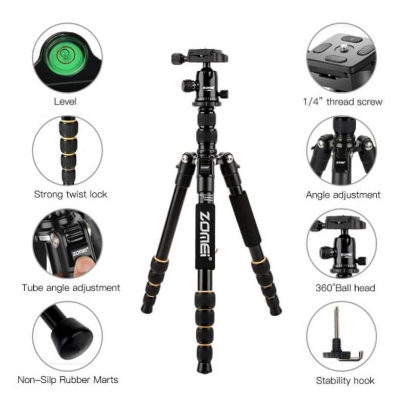 zomei q666 tripod ball head professional monopod portable traveling m