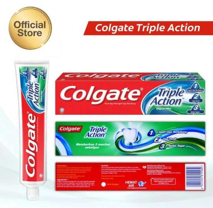 Jual Colgate Triple Action Toothpaste Pasta Gigi 180 Gr Ed 12 22 Disiapkan Pimart Online November 2020 Blibli Com
