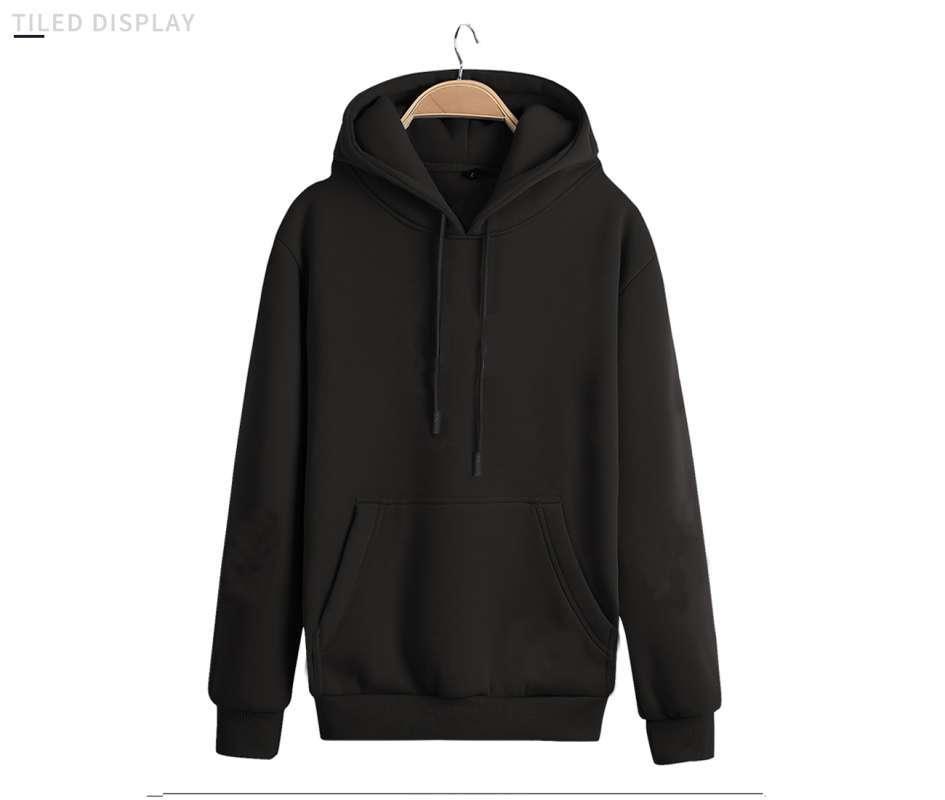 Jual Hoodie UN Hitam Polos Cotton Fleece Distro L Hitam di