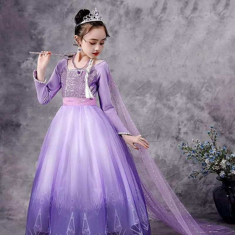 Jual Gaun Anak Perempuan Premium Lilac Sequin Purple Set 2in1