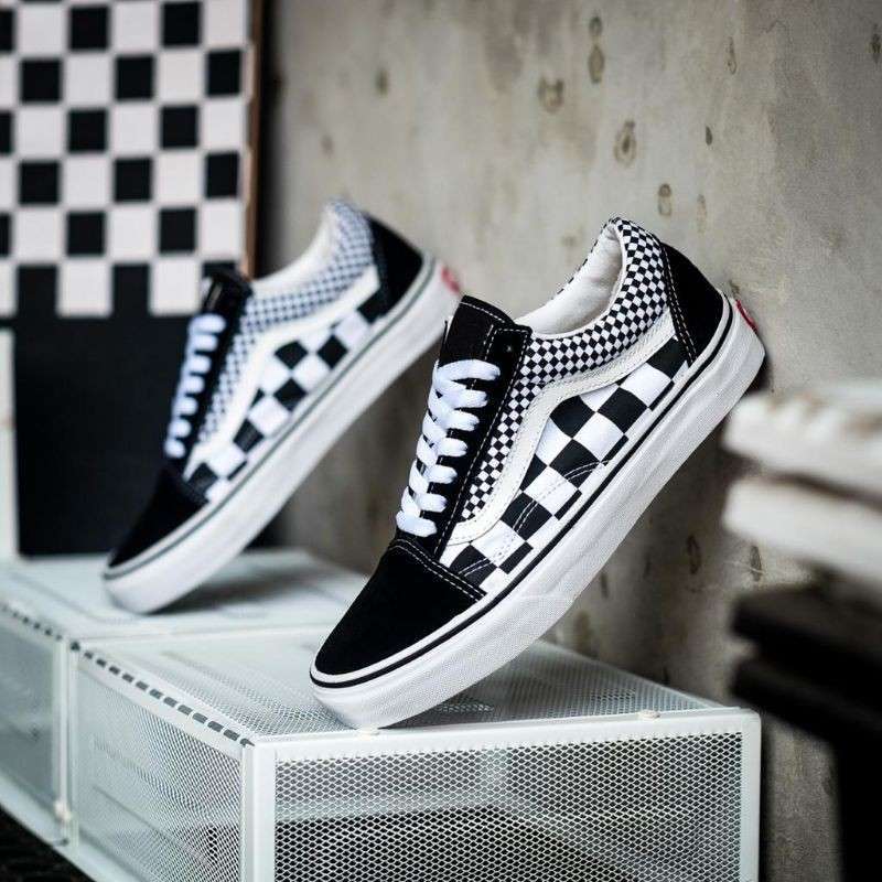 mix checkerboard vans