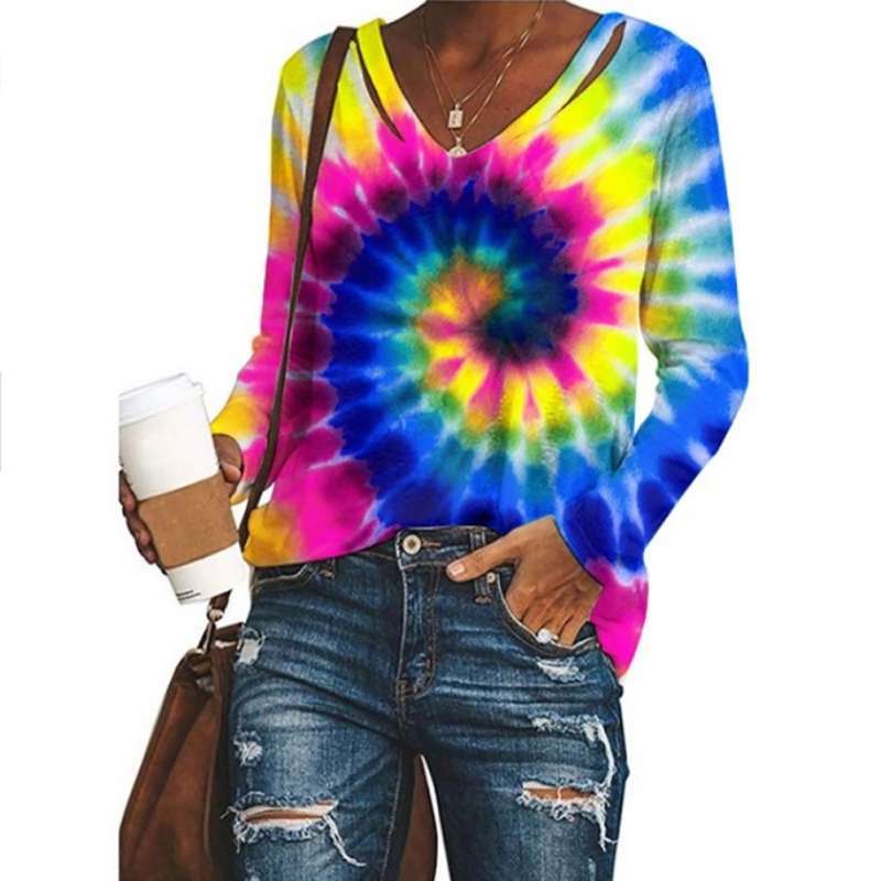 Bluelans Women Tie Dye Long Sleeve 