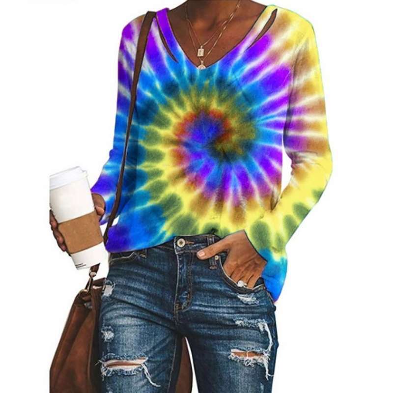 Bluelans Women Tie Dye Long Sleeve 
