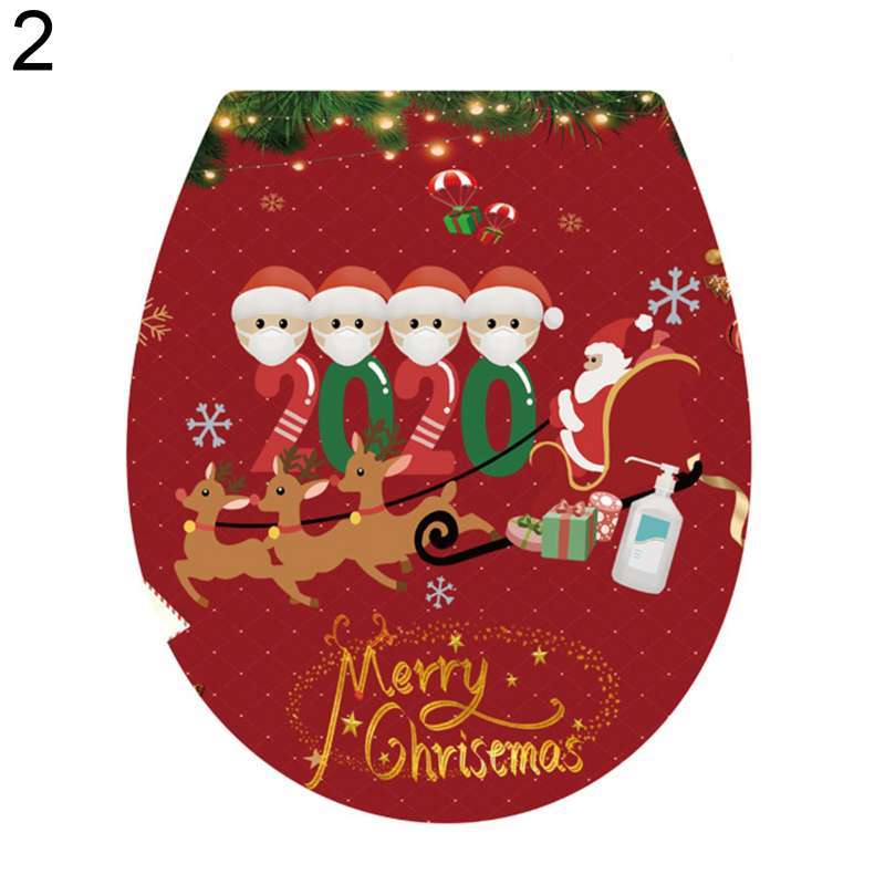 Bluelans Elk Santa Claus Decal Removable Bathroom Toilet Lid Sticker Home  Christmas Decor