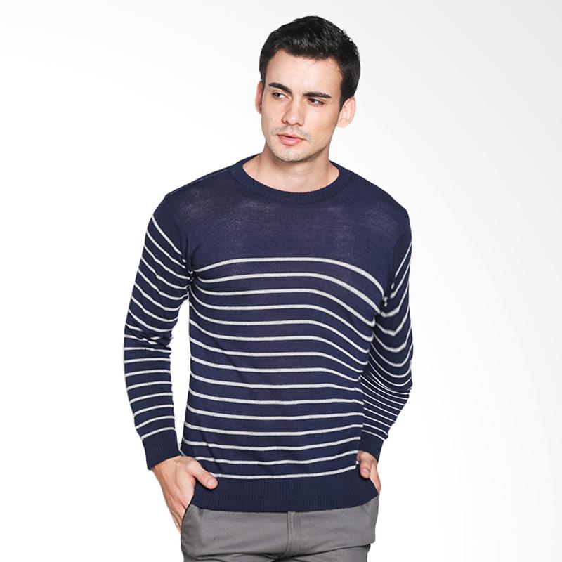 VM Oblong Rajut Strip Sweater - Navy Blue