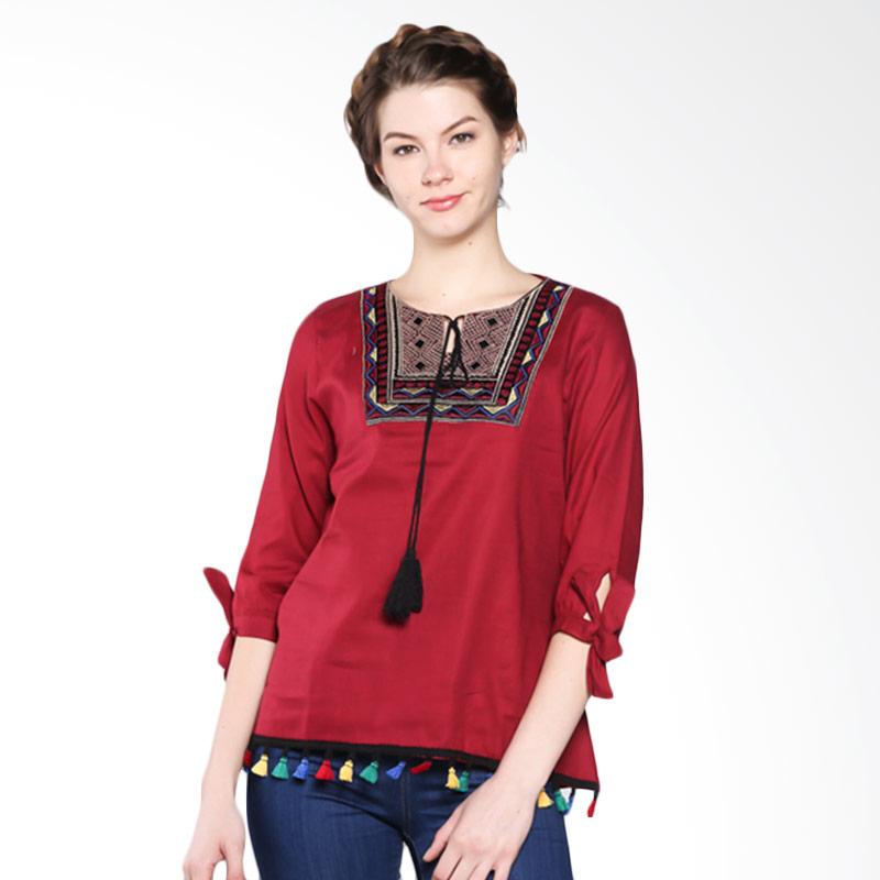 Puricia PVB09470 Short Sleeve Blouse - Red