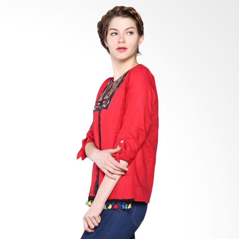 Puricia PVB09478 Short Sleeve Blouse - Red