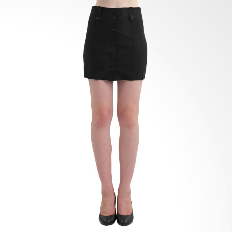 MKY Clothing Shania Button Mini Skirt - Black