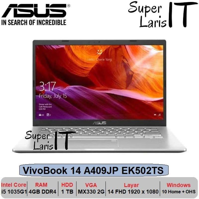 jual laptop asus vivobook a409jp i5 1035g1 4gb 1tb mx330 14inch fhd w10 ohs online april 2021 blibli