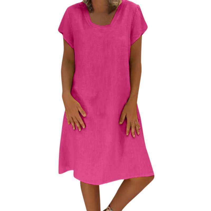 Women Cotton Linen Solid Color 