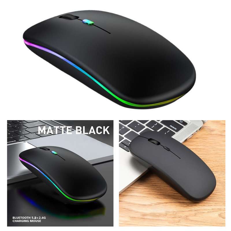 portable slim silent wireless mouse rechargeable pc laptop mouse plug and play colorful light