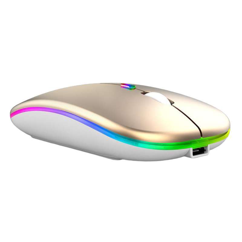 portable slim silent wireless mouse rechargeable pc laptop mouse plug and play colorful light