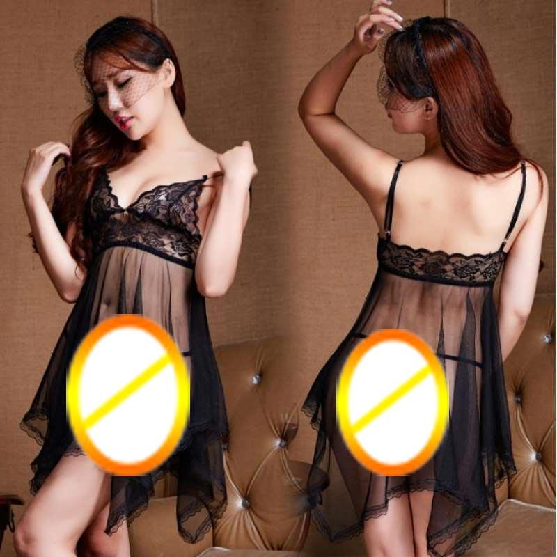 Jual Baju Tidur Korea Piyama Fashion Lingerie Mini Sexy Lace Tembus Pandang Women Sleepwear Online April 2021 Blibli