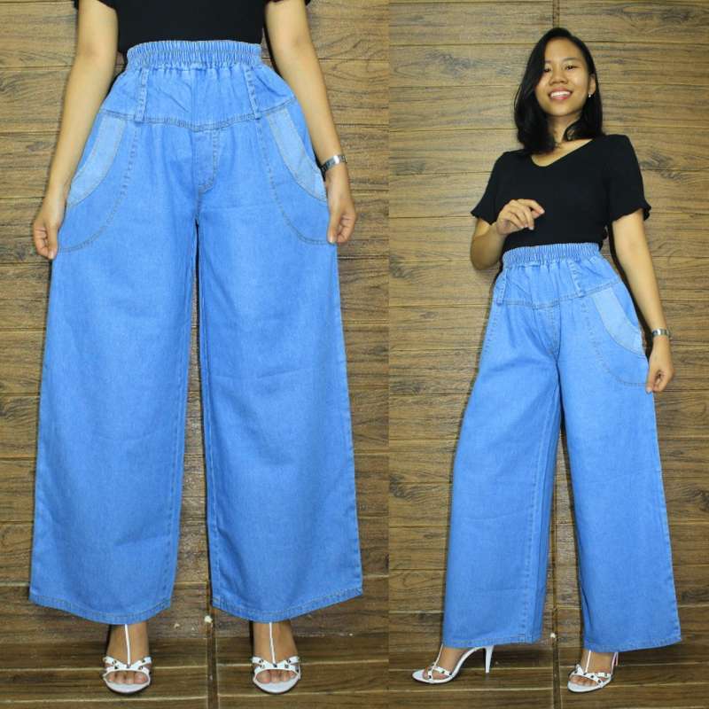 Promo Kellie Celana Kulot Jeans panjang Wanita Jumbo Long Pant ALL SIZE FIT TO XL ( SEMUA UKURAN ) di Seller BlessingCollection - Kota Tangerang, Banten | Blibli