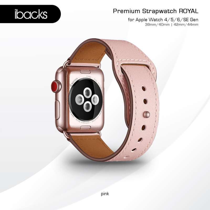 Ibacks Royal Leather Strap For Apple Watch 4 5 6 SE Gen 42 44