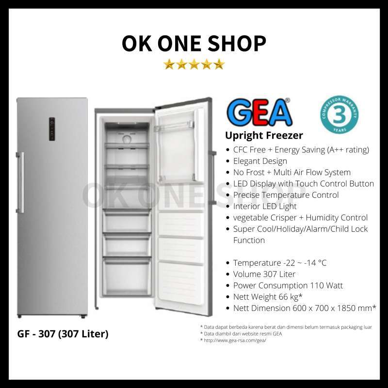 Jual Gea Upright Freezer 307l Gf 307 Jadetabek Terbaru Juli 2021 Blibli