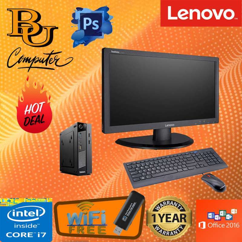 mini pc full set lenovo m93p dekstop core i7 gen 4 4gb ram 1tb hdd window 10 pro 19 inch lcd screen monitor 1 year warranty pc desktop refu