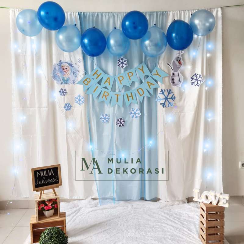 Jual Backdrop Dekorasi Ulang Tahun Happy Birthday 1 Set Paket Tirai Pesta Anak Paket Frozen Terbaru Juni 2021 | Blibli