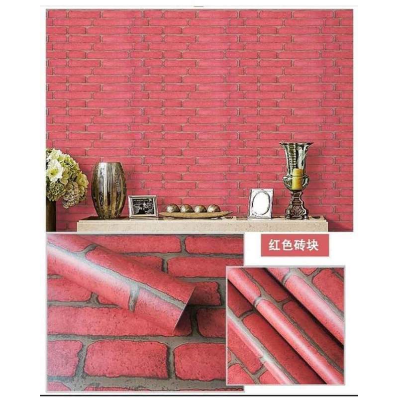 Jual Wallpaper Dinding 45 Cm X 100 Cm Wallpaper Stiker Motif Batu Bata Merah Red Terbaru Juni 2021 Blibli