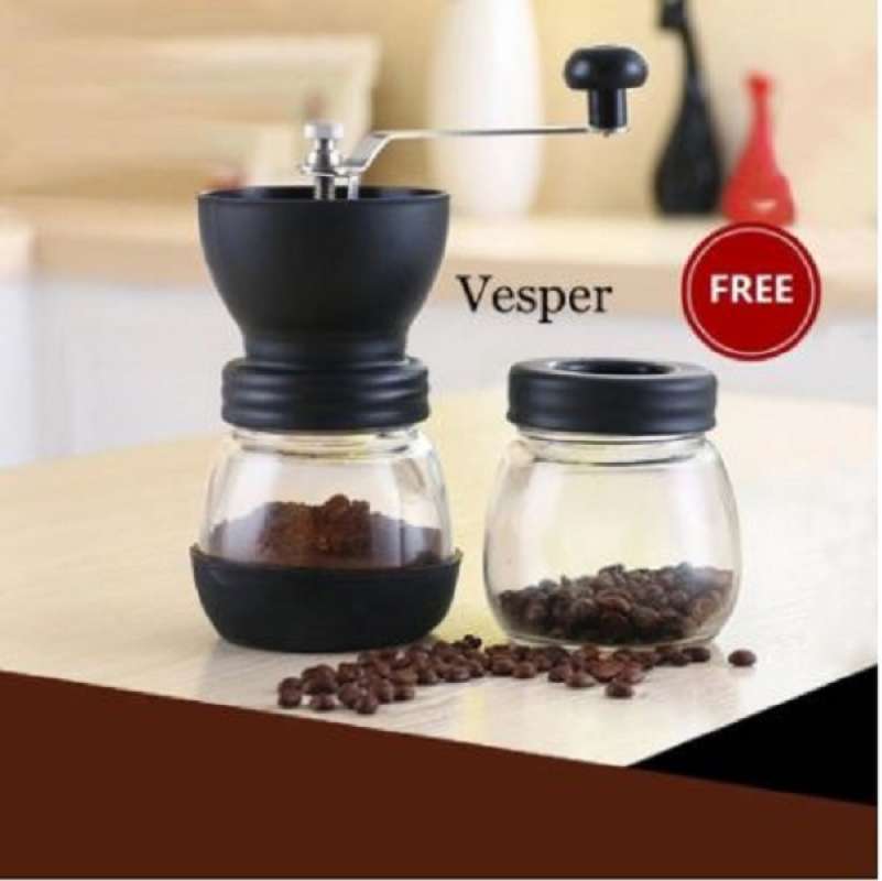 Jual Manual Coffee Grinder Free Glass 