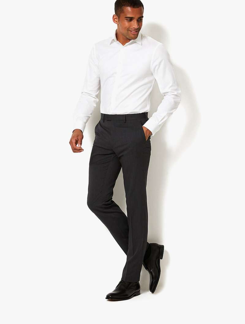pria- Slim Fit Wool Blend Trousers 