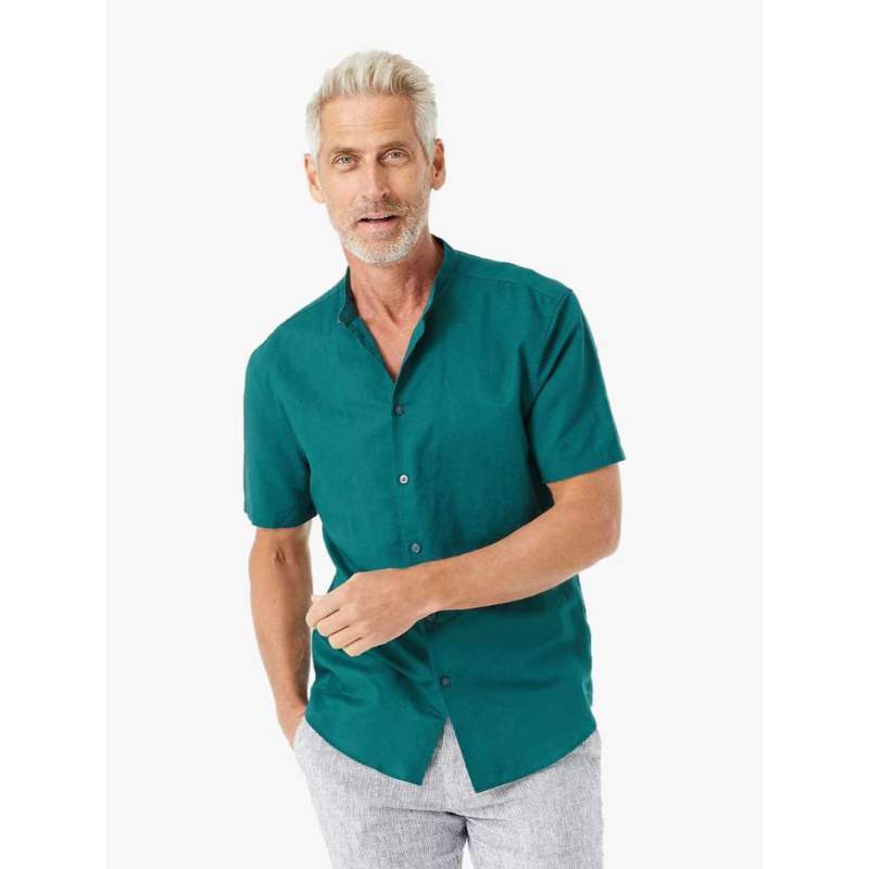 Linen Grandad Collar Shirt di Seller 