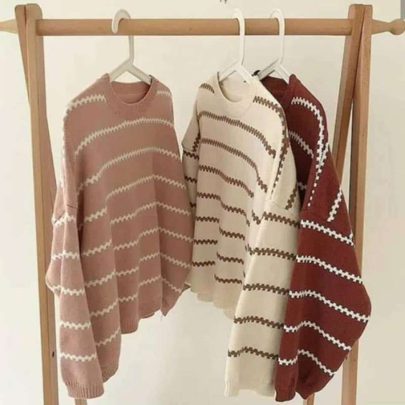Jual Atasan Wanita Baju Rajut Tribal Ziggy Stripe Mozzy Sweater