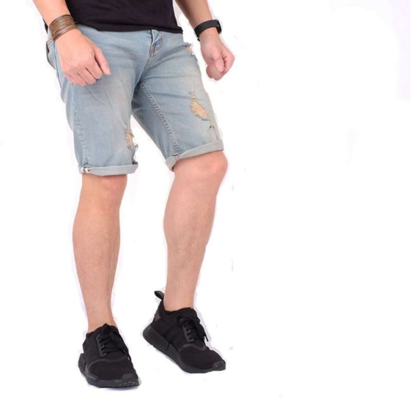 Promo celana pendek ripped jeans pria 