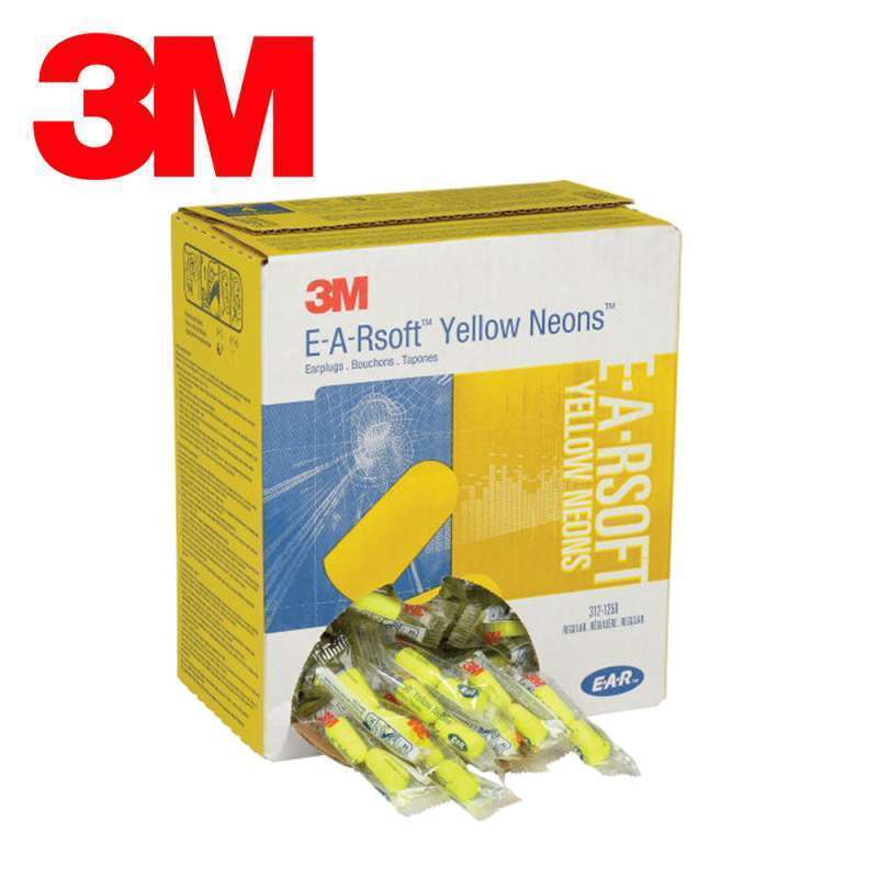312-1250 3M E-A-Rsoft Yellow Neon Uncorded Earplugs 