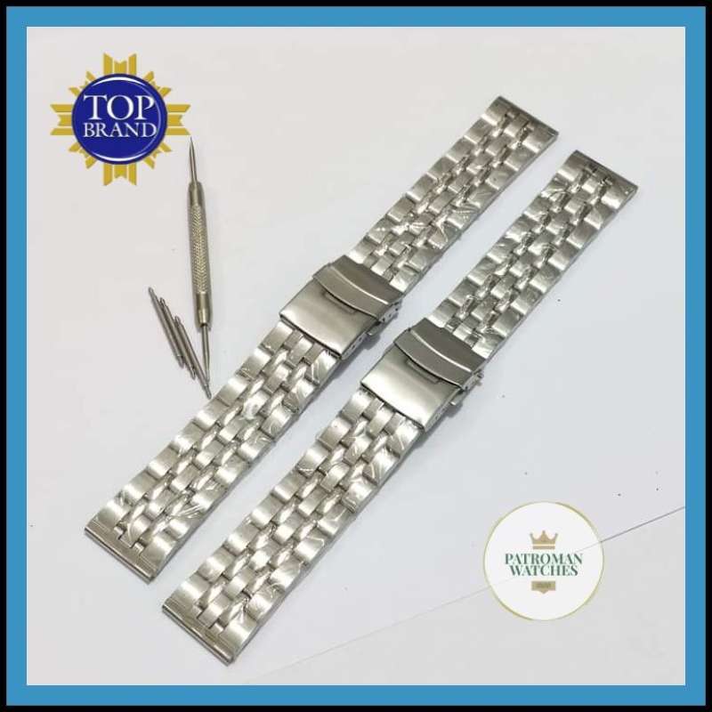 Tali Jam Tangan Rantai Kepala Lurus 22mm Watch Strap Stainless Steel Solid 22mm Universal Free Pen