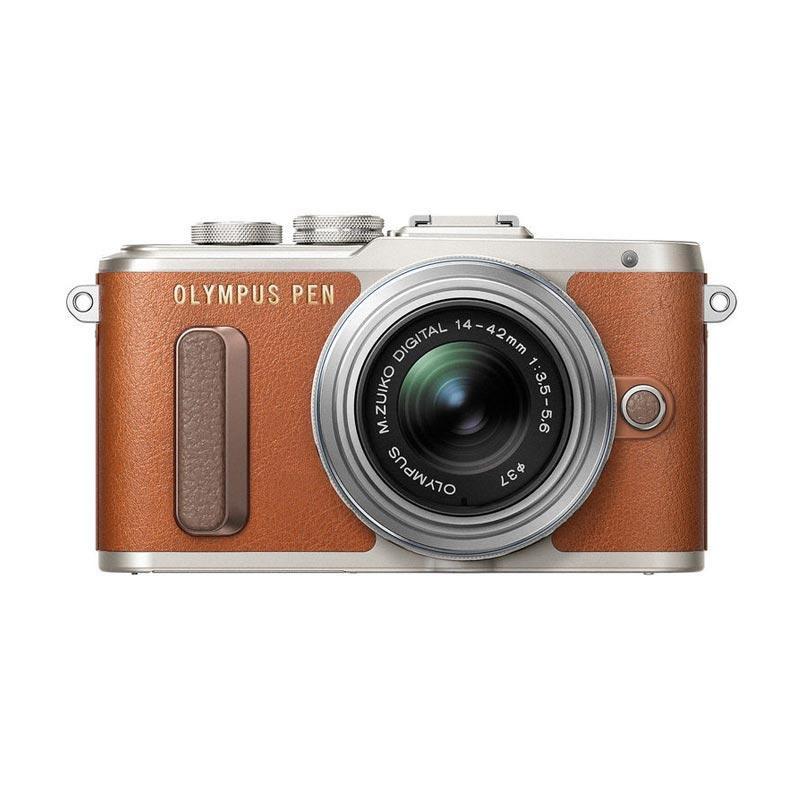 Olympus PEN E-PL8 Kit 14-42mm EZ + M.Zuiko 17mm F1,8 Premium Kamera Mirrorless - Brown + Free Memory 8GB Class 10 + LCD Screen Guard