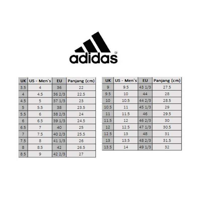 Adidas running size chart new arrivals