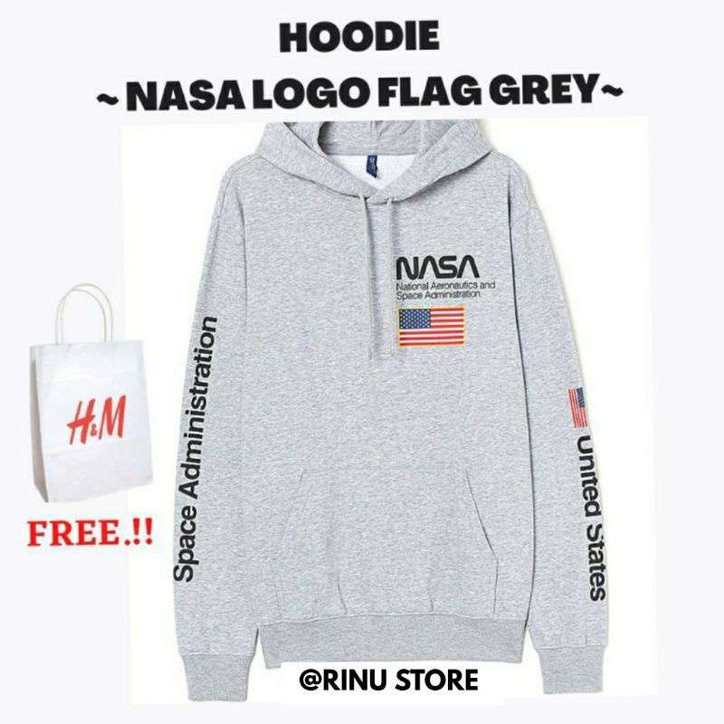 Promo REAL PICT HOODIE SWEATER JAKET NASA FLAG LOGO BORDIR H M