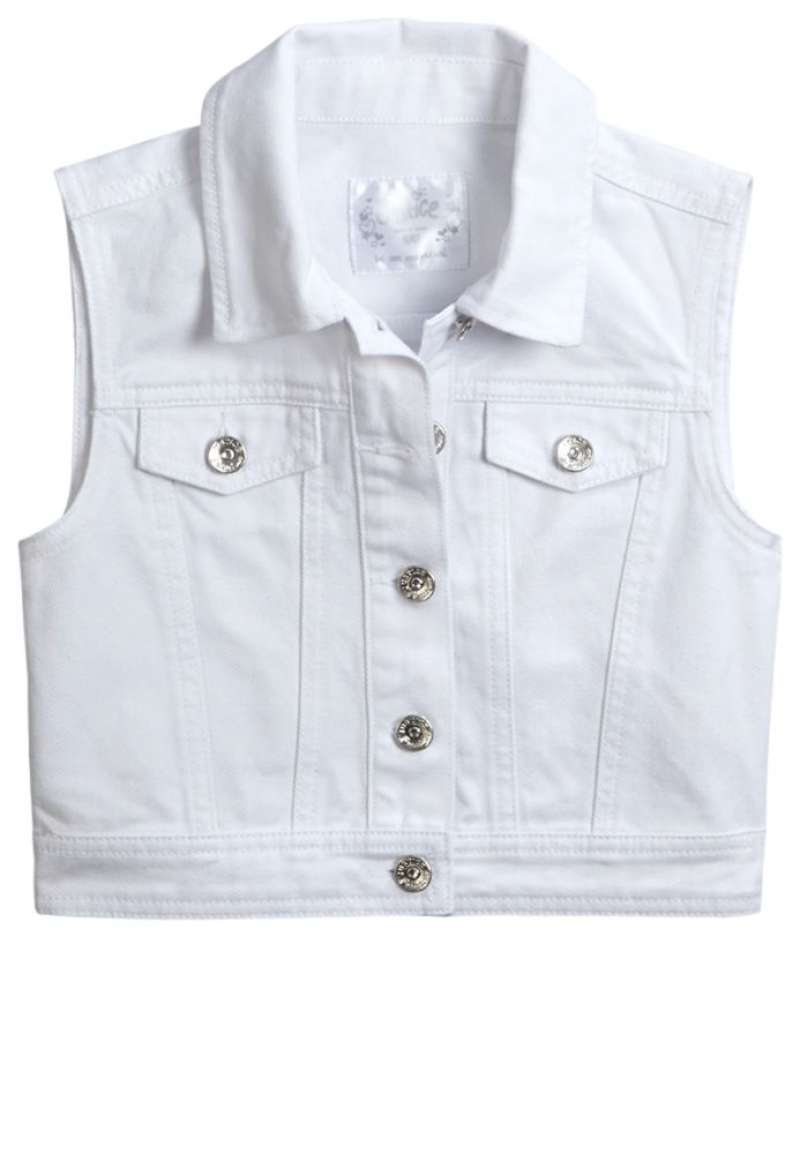 Justice Girls White Denim Vest - Jaket 