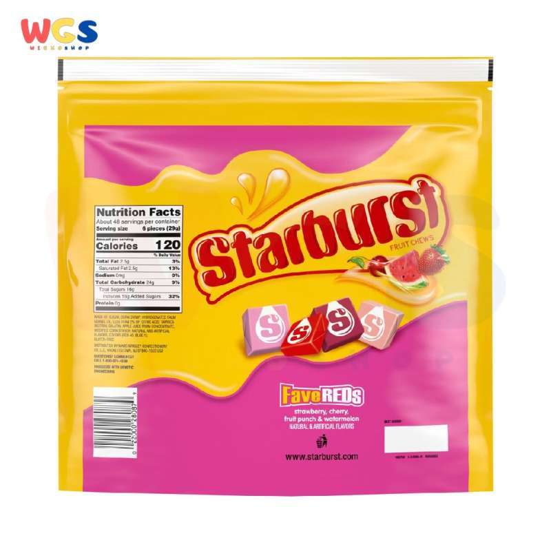 Jual Permen Starburst Fruit Chews FaveRed Natural & Artifical ...