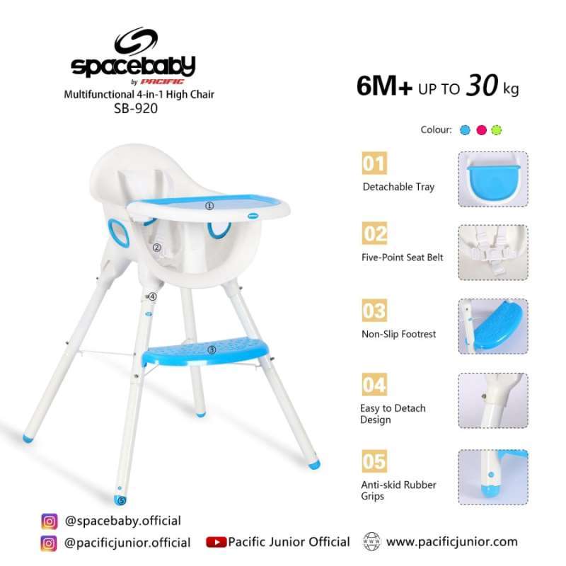 Jual Spacebaby Baby High Chair Sb-920 Rocker Kursi Makan Bayi