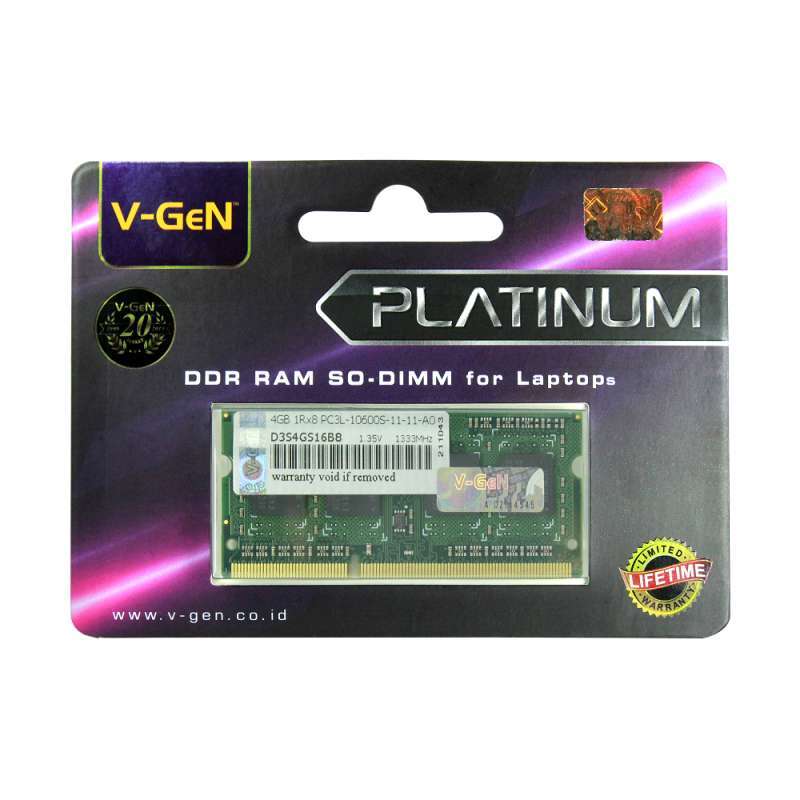 RAM DDR3/DDR3L Sodimm V-GeN Platinum 4GB PC10600 1333Mhz Memory Laptop  Notebook VGEN