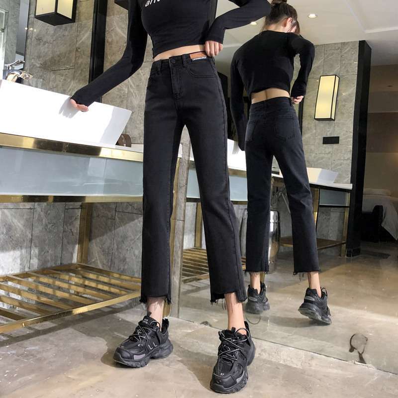 Jual Black straight jeans women's 2021 