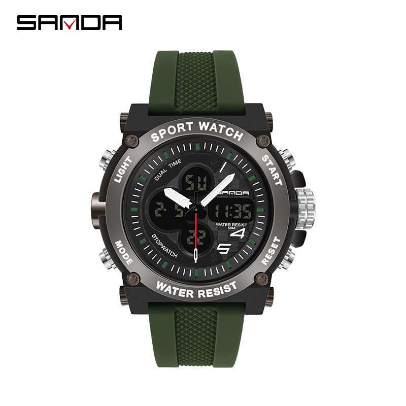 Jam Tangan Pria Digital SANDA 3107 Analog Sport Shockproof Tali Rubber Anti  air