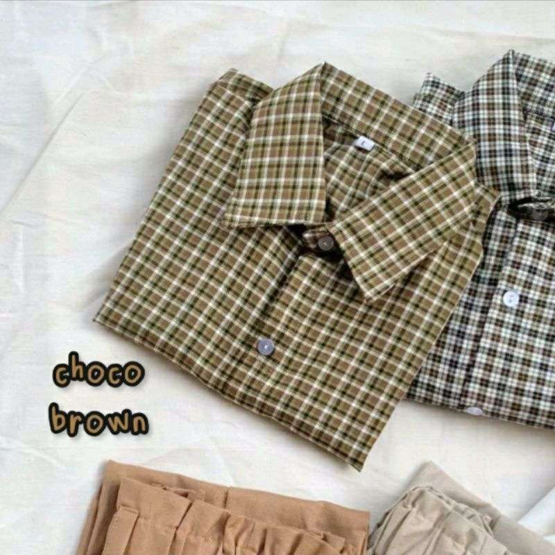 Promo GRATIS ONGKIR CROP TARTAN SHIRT 