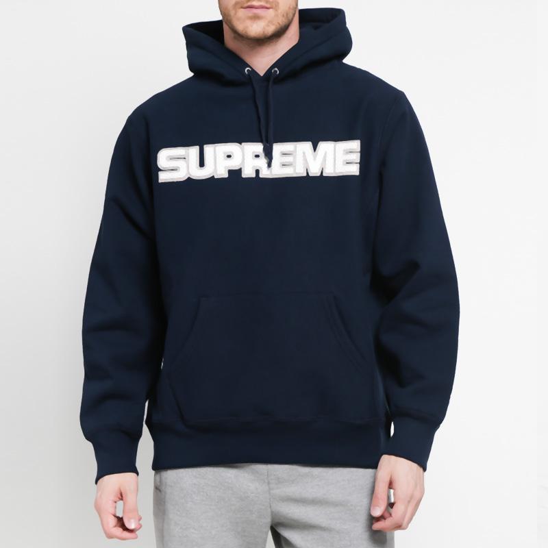 Supreme Perforated Leather Hoodie L Navy Shirts