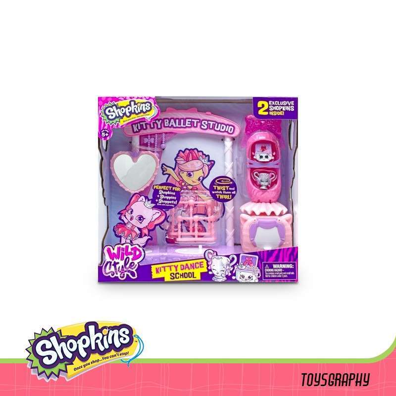 Promo Shopkins Wild Style Kitty Dance School Ballet Studio With 2
