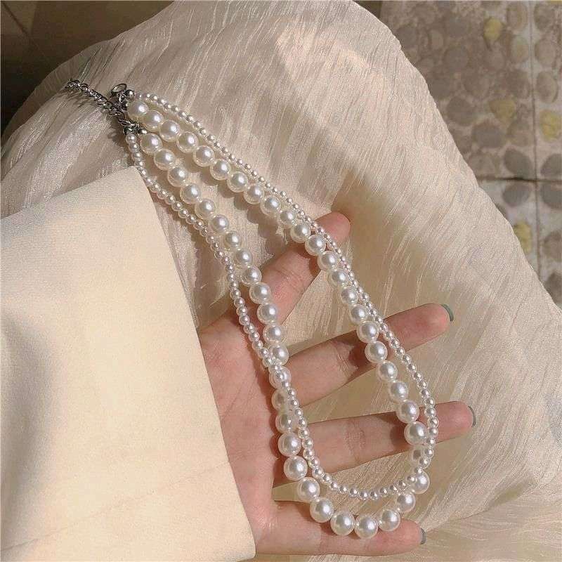 Promo Elsa Double Layer Pearl Necklace 