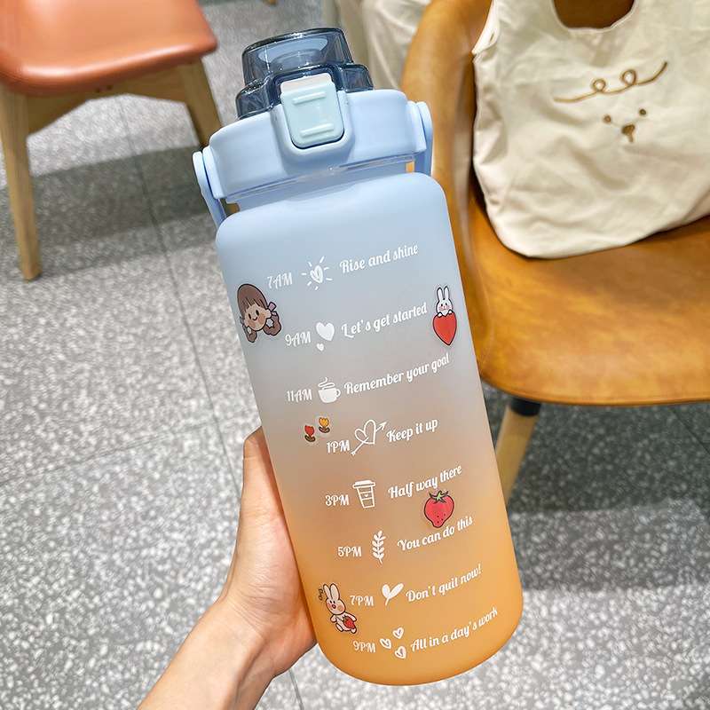 Yiben Botol Minum 2 Liter BPA Free Botol Minum Motivasi 2L Free Stiker