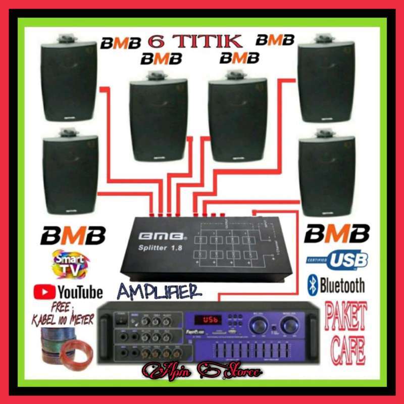 Promo Paket Set Sound 6 Titik Speaker BMB Buat Cafe Salon Mesjid