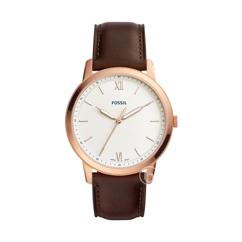 Fossil The Minimalist Jam Tangan Pria Brown Rose Gold [Original/ FS5463]