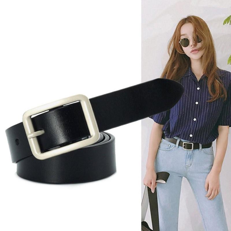 Belt Wide Round Buckle Women Leather Waist Fashion Hip Lady Waistband Air Metal