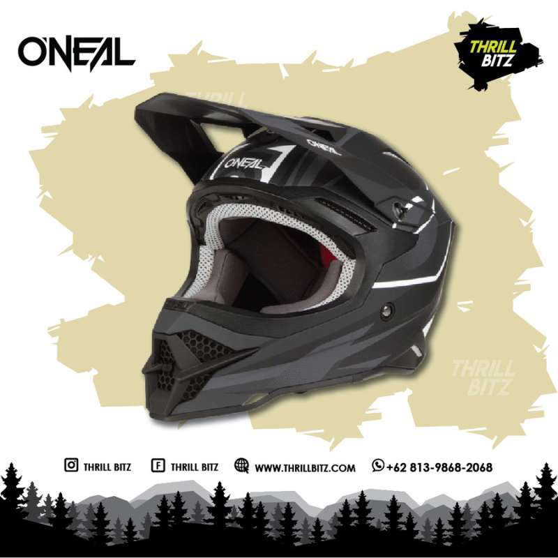 Jual Helm Oneal 3 Series Riff 2.0 Helmet Black Gray Size L di