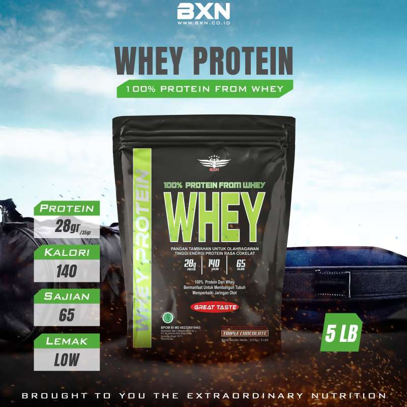 Promo Susu Gym Whey Protein BXN 5lbs 65 Sajian Suplemen Otot ...